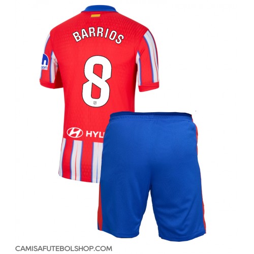 Camisa de time de futebol Atletico Madrid Pablo Barrios #8 Replicas 1º Equipamento Infantil 2024-25 Manga Curta (+ Calças curtas)